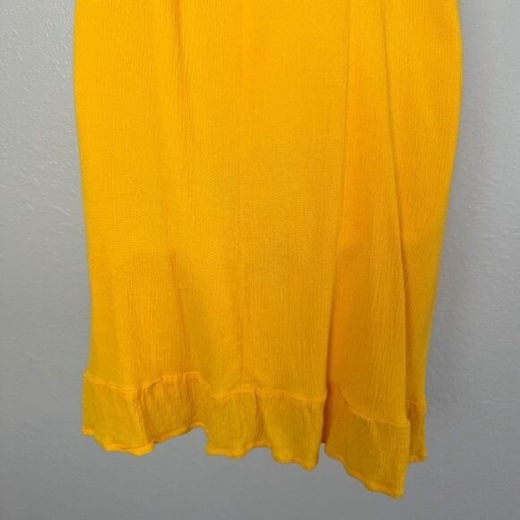Nine West Crosshatch Flutter Hem Tie Waist Dress yellow mustard XL - Picture 9 of 11